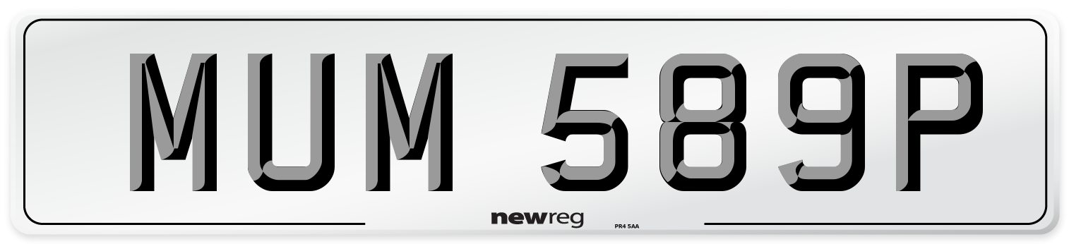 MUM 589P Number Plate from New Reg